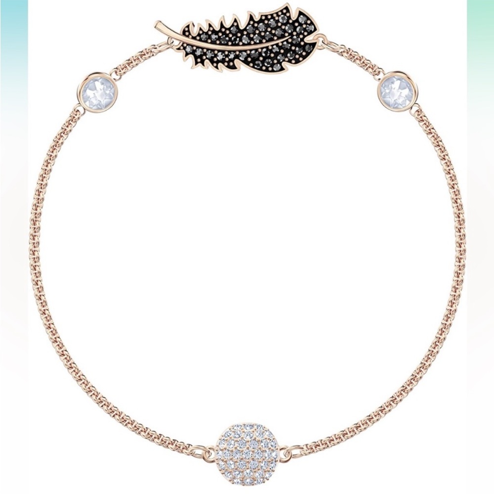 Swarovski Black Feather Pink-Gold Bracelet - Picture 2 of 7